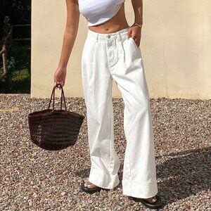 White Casual Women's Loose Denim Jeans